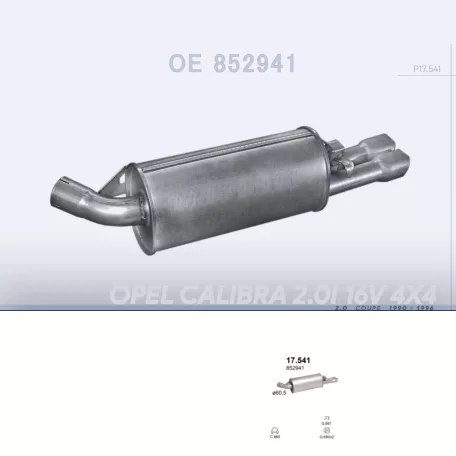POLMO 17.541 - Kipufogó hátsó dob OPEL CALIBRA 2.0 (1990-1996)