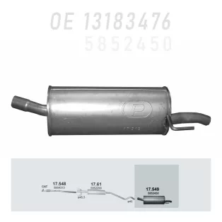   POLMO 17.549 - Kipufogó hátsó dob OPEL ASTRA 1.4 (2003-2009)