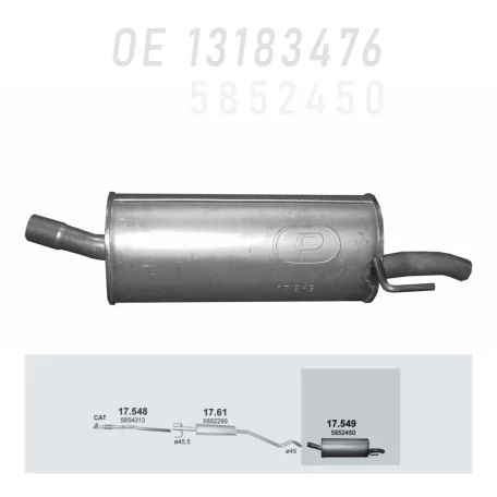 POLMO 17.549 - Kipufogó hátsó dob OPEL ASTRA 1.4 (2003-2009)