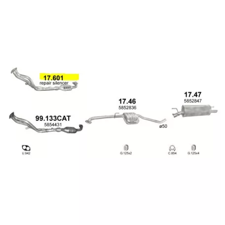 Polmo 17.601 – Opel Omega B Kipufogó javító kipufogódob