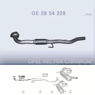   POLMO 17.650 - Kipufogó gyűjtő cső OPEL SIGNUM 2.0 (2003-2009)
