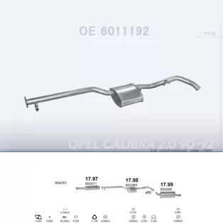   POLMO 17.98 - Kipufogó közép dob OPEL CALIBRA 2.0 (1988-1997)