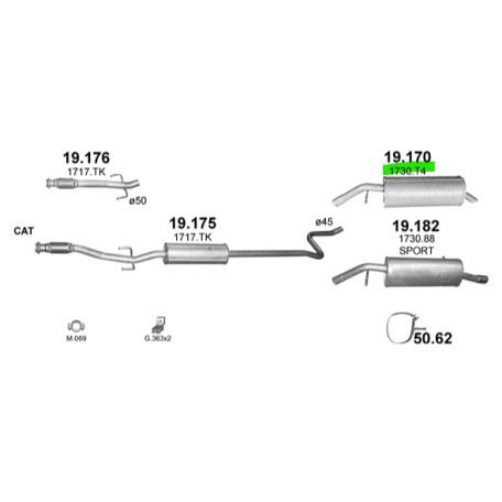 POLMO 19.170 - kipufogó középdob
