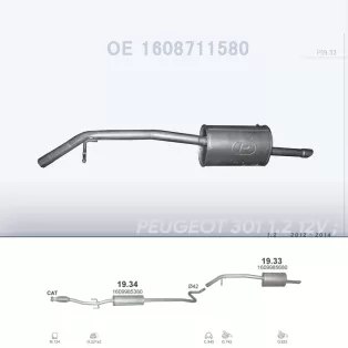   POLMO 19.33 - Kipufogó hátsó dob CITROEN C-ELYSEE 1.2 (2012-2014)