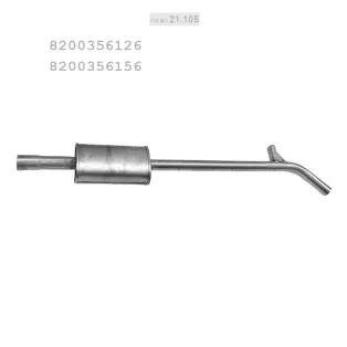   POLMO 21.105 - Kipufogó közép dob Renault Modus/1.2i 16V/1.4i 16V