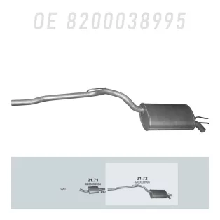   POLMO 21.72 - Kipufogó hátsó dob RENAULT TWINGO 1.2 (2001-2012)