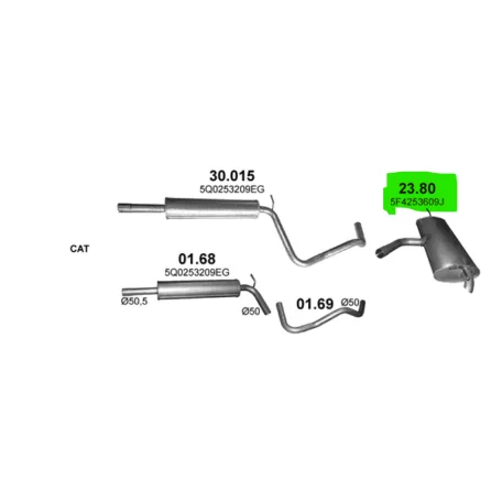POLMO 23.80 - Kipufogó hátsó dob SEAT LEON 1.0, 1.2 (2013-2020)