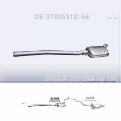   POLMO 24.008 - Kipufogó közép dob SKODA SUPERB 1.8 (2008-2015)