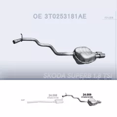   POLMO 24.009 - Kipufogó hátsó dob SKODA SUPERB 1.8 TSI (2008-2015)