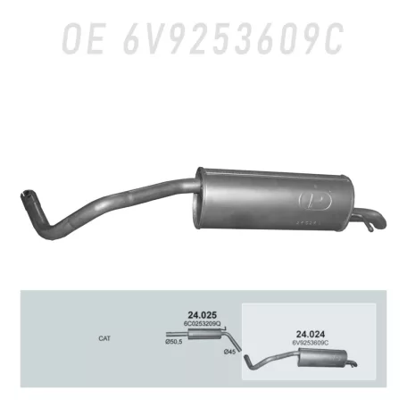 POLMO 24.024 - Kipufogó hátsó dob SKODA FABIA III 1.0 (2014-2022)