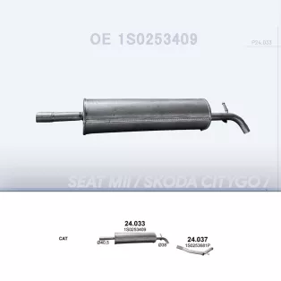   POLMO 24.033 - Kipufogó közép dob Seat Mii / Skoda Citygo / VW Up 1.0 (2012-2020)