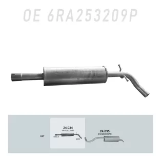   POLMO 24.034 - Kipufogó közép dob Seat Toledo / Skoda Rapid 1.0 TSi