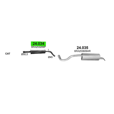 POLMO 24.034 - Kipufogó közép dob Seat Toledo / Skoda Rapid 1.0 TSi