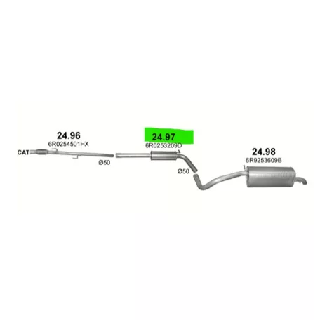 POLMO 24.97 - Kipufogó közép dob SKODA FABIA 1.2 (2009-2015)