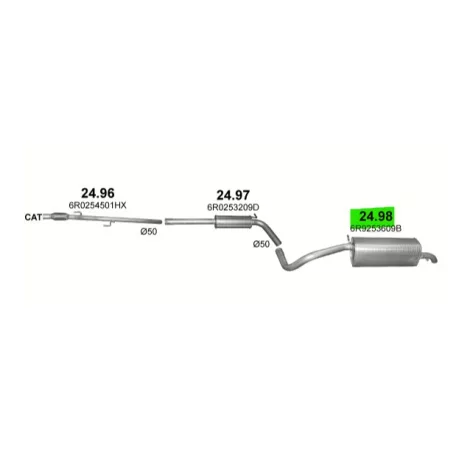 POLMO 24.98 - Kipufogó hátsó dob SKODA FABIA 1.2 (2010-2014)