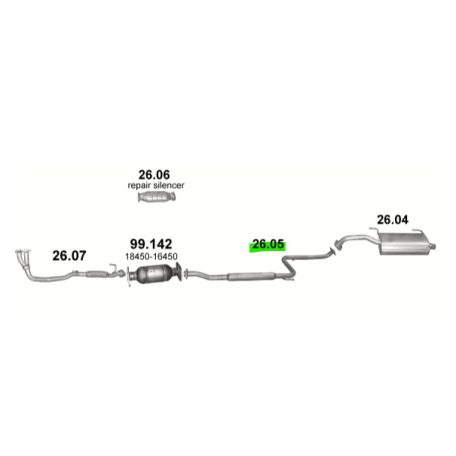 Polmo 26.05 – TOYOTA Celica 1.6 Középső kipufogó dob