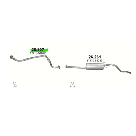 Polmo 26.207 – Toyota Hilux / VW Taro kipufogó első cső