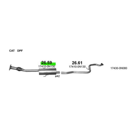 Polmo 26.59 – TOYOTA Yaris Középső kipufogó dob