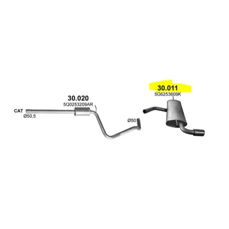 POLMO 30.011 - Kipufogó hátsó dob VW GOLF 1.0, 1.2 (2012-2018)
