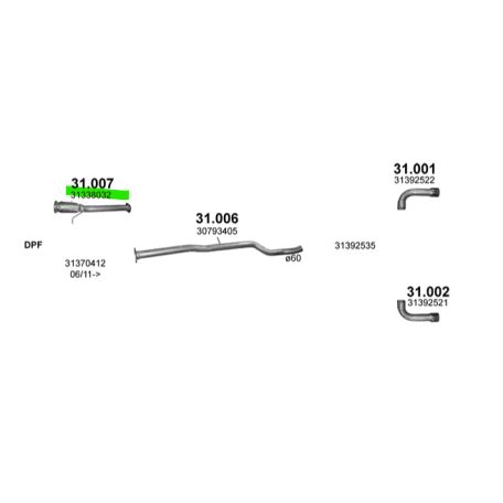 Polmo 31.007 – VOLVO S60 / V70 / XC60 / XC90 első kipufogó cső