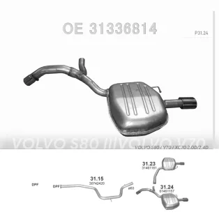  POLMO 31.24 - Kipufogó hátsó dob VOLVO S80 2.0 D, 2.4 D (2009-2016)