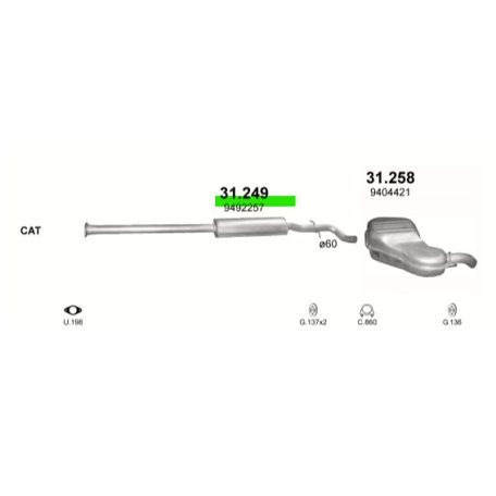 Polmo 31.249 – VOLVO S80 Középső kipufogó dob
