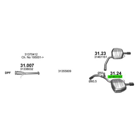 Polmo 31.24 – VOLVO S80 II, V70 III, XC70 kipufogó hátsó dob