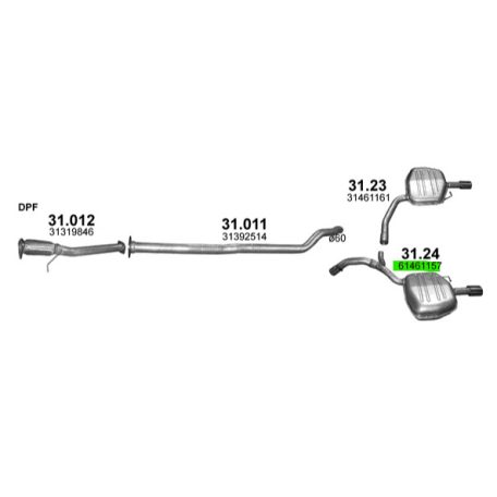 Polmo 31.24 – VOLVO S80 II, V70 III, XC70 kipufogó hátsó dob