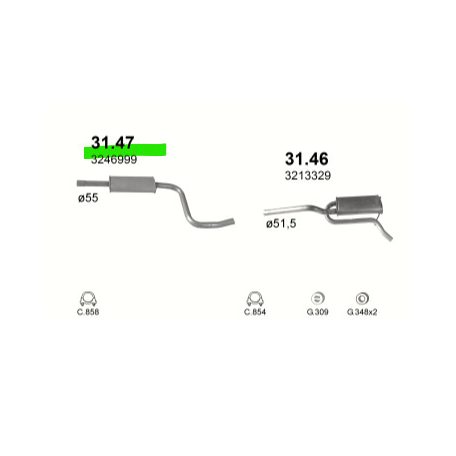 Polmo 31.47 – VOLVO 360 Középső kipufogó dob