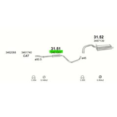 Polmo 31.51 – VOLVO 440 / 460 Középső kipufogó dob