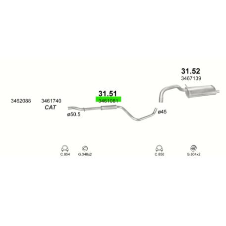 Polmo 31.51 – VOLVO 440 / 460 Középső kipufogó dob