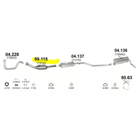 Polmo 99.115 katalizátor – Citroen Berlingo / Peugeot Partner / 306