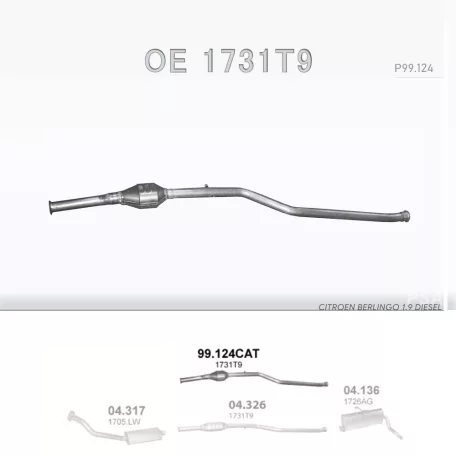 Polmo 99.124 utángyártott katalizátor – Citroen Berlingo / Peugeot Partner 1.9 D