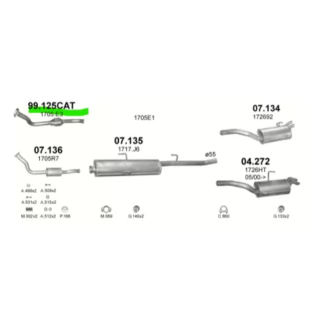 Polmo 99.125 utángyártott katalizátor – Citroen Evasion/Jumpy; Fiat Scudo/Ulysse; Peugeot Expert/806 1.9TD