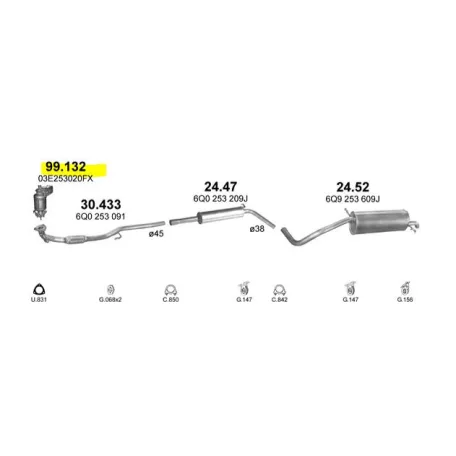 Polmo 99.132 - Utángyártott katalizátor SEAT IBIZA 1.2 (2001-2015)