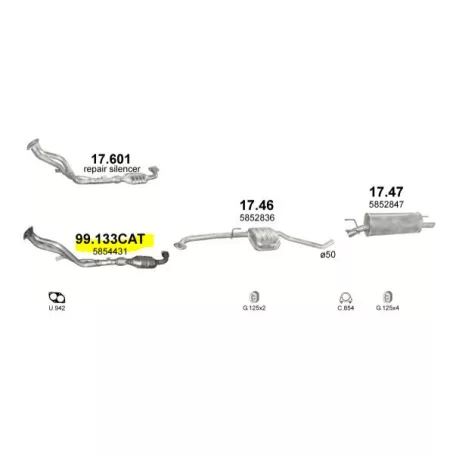 Polmo 99.133 katalizátor – Opel Omega B 2.0 16V