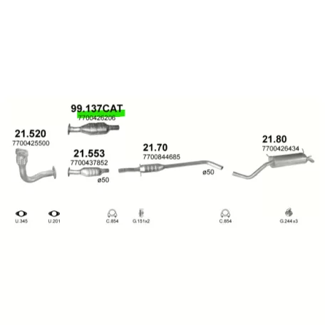 Polmo 99.137 utángyártott katalizátor – Renault Megane I / Scenic I 1.9D