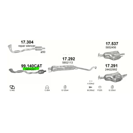 Polmo 99.140 katalizátor – Opel Astra G / Zafira A /1.4/1.6/1.8