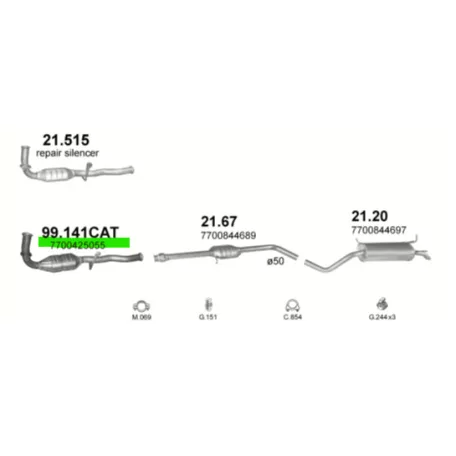 Polmo 99.141 utángyártott katalizátor – Renault Megane I 1.4e/1.6e