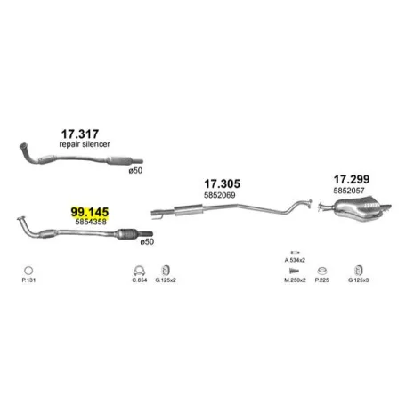 Polmo 99.145 – Opel Astra G 1.7 D katalizátor