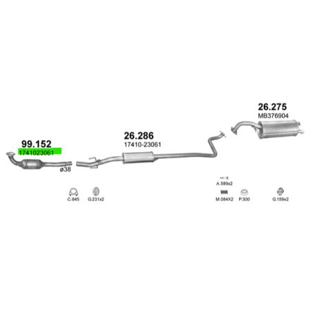 Polmo 99.152 katalizátor – Toyota Yaris 1.0