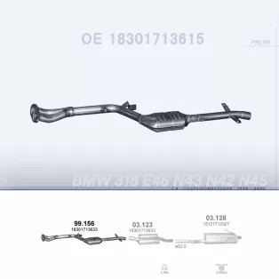   Polmo 99.156 utángyártott katalizátor – BMW E46 316i / 318i