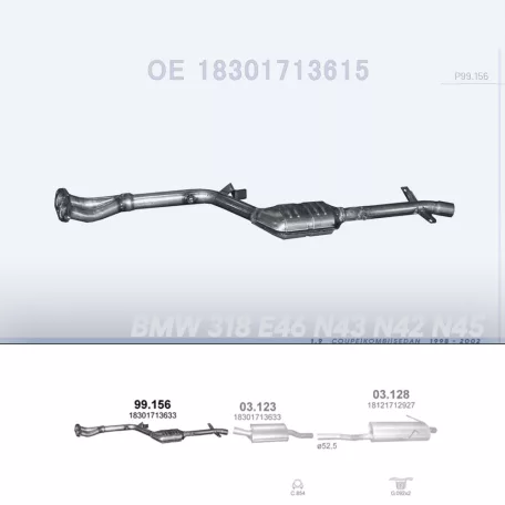 Polmo 99.156 utángyártott katalizátor – BMW E46 316i / 318i