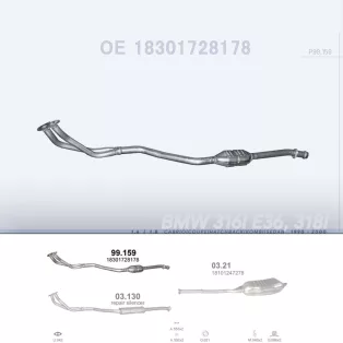   Polmo 99.159 utángyártott katalizátor – BMW 3 E36 / 316i / 318i