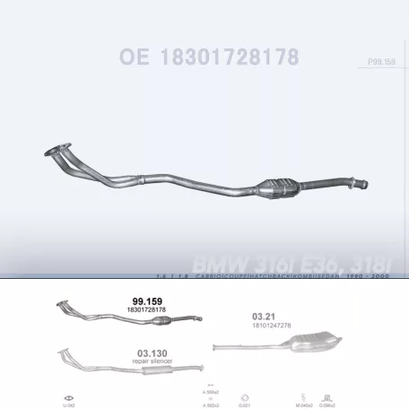 Polmo 99.159 utángyártott katalizátor – BMW 3 E36 / 316i / 318i