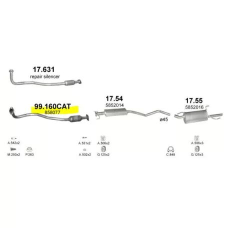 Polmo 99.160 katalizátor – Opel Vectra B 1.6 / 1.7