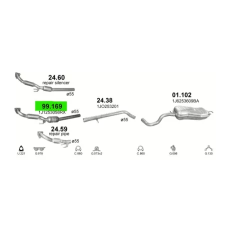Polmo 99.169 utángyártott katalizátor – 1.9 TDi Skoda Octavia / Audi A3 / Seat Leon / VW Bora