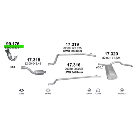Polmo 99.176 katalizátor – Opel Vivaro / Nissan Primastar / Renault Laguna 1.9D