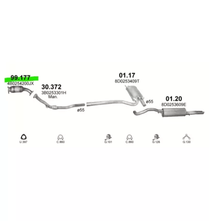 Polmo 99.177 utángyártott katalizátor – Audi A4 / A6 / Passat 1.8