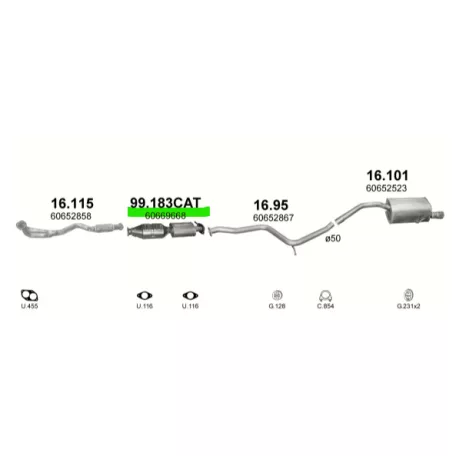 Polmo 99.183 Katalizator ALFA ROMEO 156 Katalizator